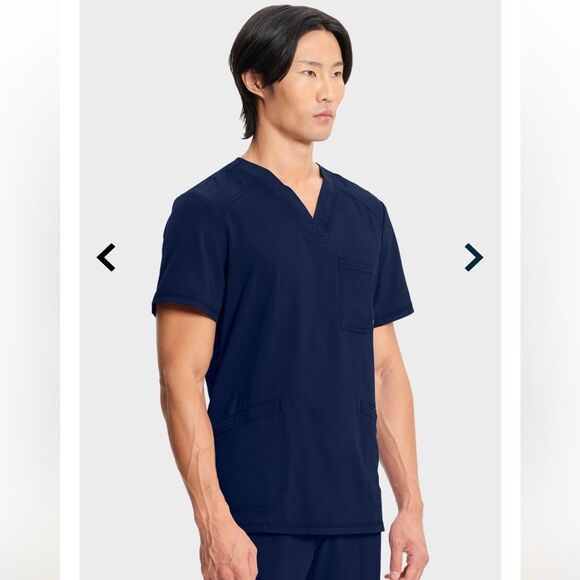 Infinity S Navy Men's V-Neck Modern Fit Scrub Top - Picture 4 of 6